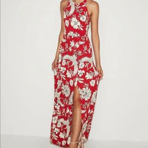 EXPRESS Red Floral Maxi Dress with split
